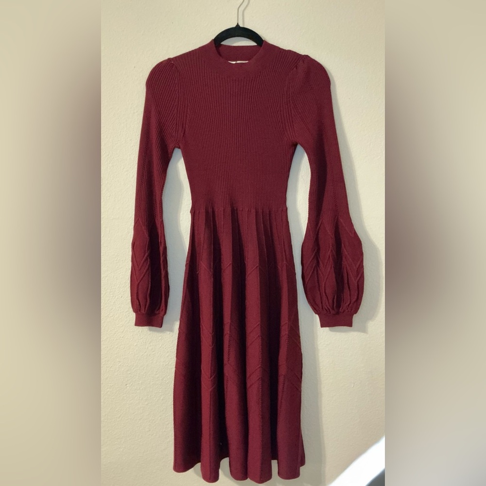 Diane Von Furstenberg Dillan Knit Midi Dress Size Medium in Cabernet NWT - Picture 6 of 14